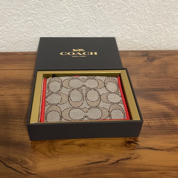 Coach Signature Jacquard Mini Skinny ID Case with Box - Picture 2 of 7